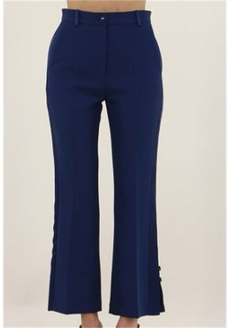 PANTALONE SMOKING CON BANDE IN RASO ELISABETTA FRANCHI | Pantalone | PA08651E2DC8